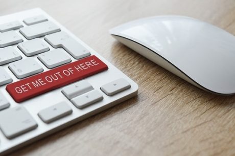 Phishing with laptop and "get me out of here" key