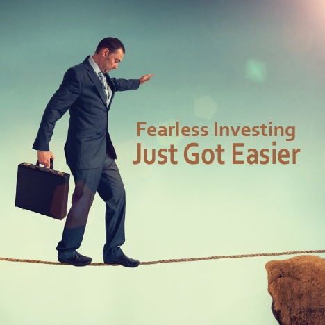 Investment Risk - Fearless Investing Just Got Easier man on tightrope.