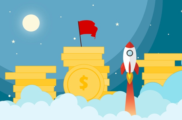Medicare Tax Depicts Cartoon image of stacks of coins and rocket taking off