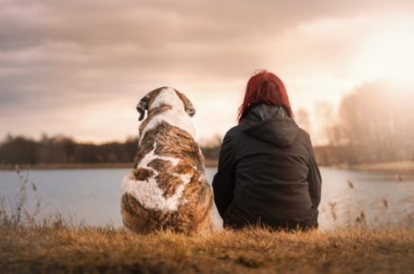 Pet trust shows woman and her dog.