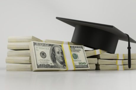 The CARES Act Student Loan Relief Options shows graduation cap on stack of cash.